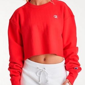 RED CHAMPION CROPPED SWEATSHIRT